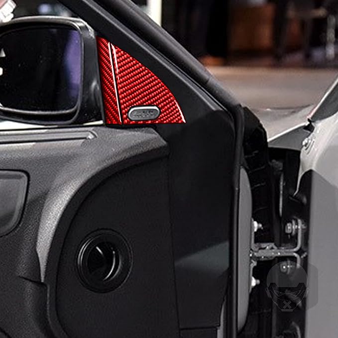 Door Speaker Trim Decals Fit for Dodge Charger/Chrysler 300 2011-2023 | Real Carbon Fiber | Accessories | Trim Door Speaker Surround Cover | Anti-scratch | Self-adhesive | Red