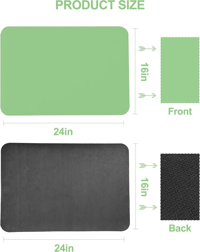Dish Drying Mat for Kitchen Counter, 12"x19" Dish Drying Pad with Non-slip Rubber Backed, Hide Stain Anti Absorbent for Kitchen Counter, Drying Mat for Coffee Machine Dish Rack (Green)