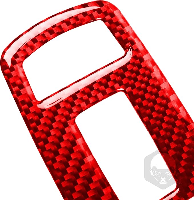 Window Switch Panel Trim Fit for Dodge Charger/Chrysler 300 2011-2023 | Real Carbon Fiber | Accessories | Window Lift Button Trim Sticker | Thick Overlay | Self-adhesive | Red