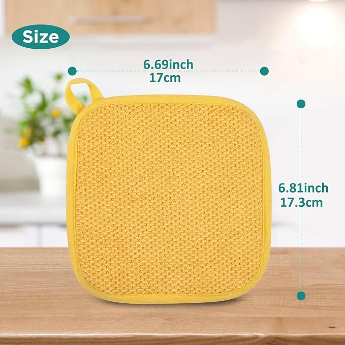 GeeRic Microfiber Dish Drying Mat, Super Absorbent Kitchen Dish Drying Pad, Reversible for Countertop, 7*7 inch Yellow