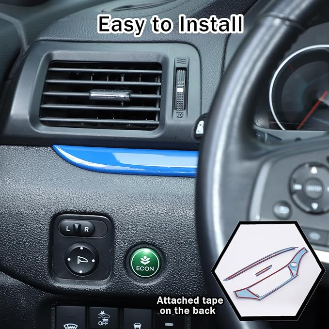 Center Console Dashboard Panel Strip Trim for Honda Pilot 2016-2022 Interior Decorative Cover Protector Accessories Anti Scratch ABS Material (Blue)
