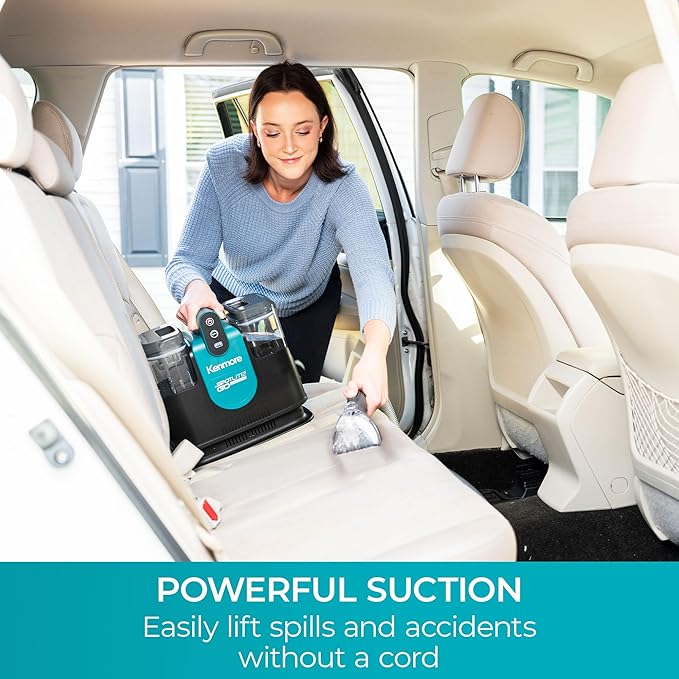 Kenmore 24V Cordless Portable Carpet & Upholstery Spot Cleaner Machine | 16Kpa Power Suction, 55Mins Runtime with Hose Cleaning Tool for Car, Pets, Area Rugs & Couches - KW1090