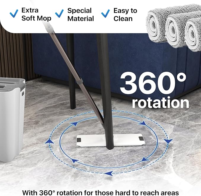 X3 Mop XL Replacement Microfiber Cleaning Pads, 4 Pack of Reusable Flat Mop Heads. (Pads fit X3 Mop XL Only)