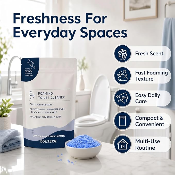 Restorabowl Foaming Toilet Cleaner Powder, Toilet Bowl Cleaner & Stain Remover, No Scrubbing Required Deep Cleaning Foam, Removes Hard Water Stains Tough Grime(2pcs)