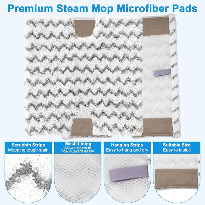 6 Pack Steam Mop Replacement Pads for Shark Genius S5003D S3973D | for Shark Lift-Away Pro Steam Mop S3973 S3973WM S5001 S5002Q S5003A S5004 S5004QW S6001WM S6002 S6003D P184WQ Steamer Pads