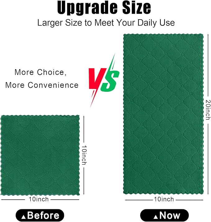 Homaxy 12 Pack Dish Towels for Kitchen (10 x 20 Inches, Dark Green), Super Soft and Absorbent Coral Velvet Dish Cloths for Washing Dishes, Nonstick Oil Fast Drying Microfiber Cleaning Cloth