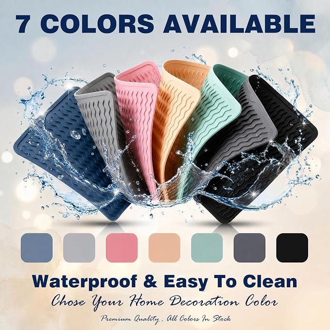 2 Pack Caketime Silicone Dish Drying Mat for Kitchen Counter Cooking Baking Espresso Machine Gears Appliance Stone Rack Trays Drain Extra Large Mat 18"*16