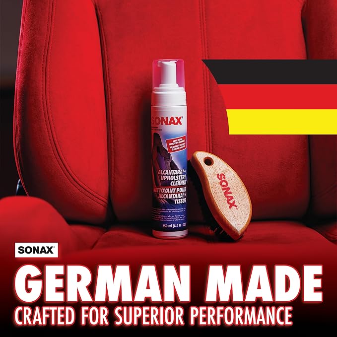 SONAX Upholstery & Alcantara Cleaner Foam | Interior Cleaner for Synthetic Suede, Fabric Seats, Carpet, Door Panels, Headliners & Trim | Removes Dirt, Oils, Stains & Grime Build-Up | 8.45 oz | 250 ml