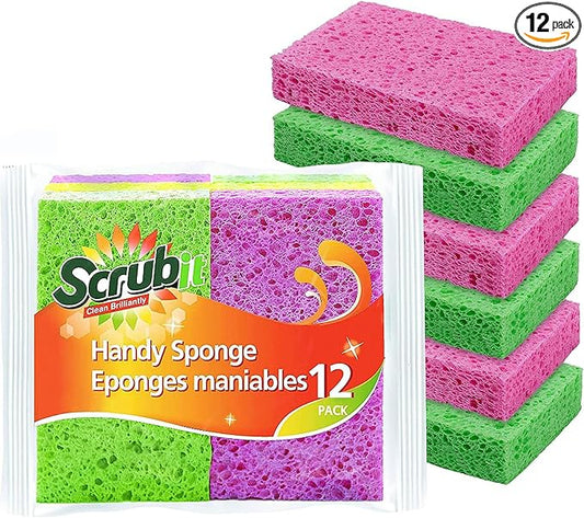 SCRUBIT Cleaning Scrub Sponges, [New Packaging] Non-Scratch Kitchen Sponges for Dishes -12 Pack Dishwashing Sponge - Assorted Colors Package May Vary