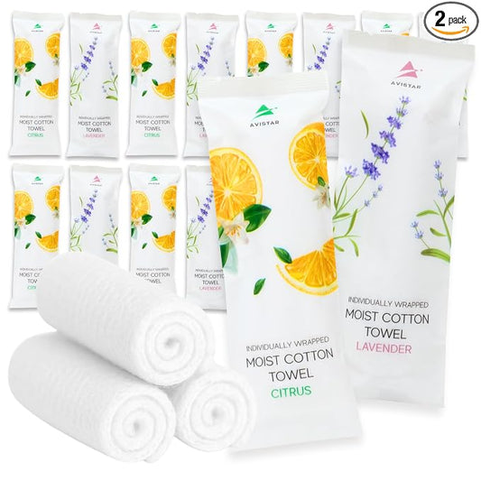 60 Hot or Cold Wrapped Moist Towels – 9'' x 9" Moist Towelettes Individually Wrapped Scented Disposable Face & Hand – Pre-Moistened Hand Wipes Soft Refreshing for Travel, Spa, Restaurant - Mixed