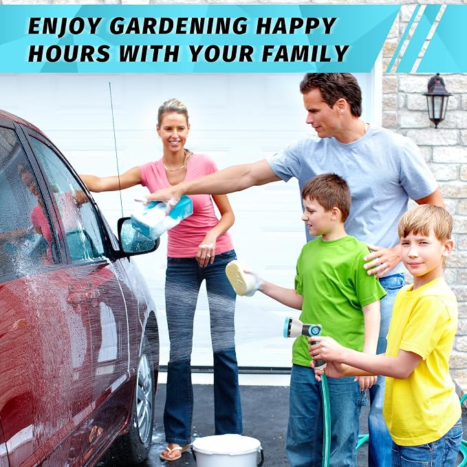 AUTOMAN Garden Hose Nozzle Sprayer - 10 Spray Patterns, High Pressure, Thumb Control On Off Valve, Metal Duty Water Nozzle, Extra 3 Washers, for Watering Garden, Cleaning, Washing Car, Showering Pets