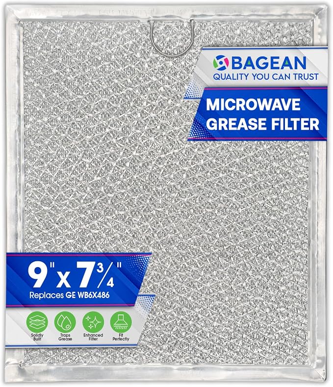 Microwave Filter Replacement 9" x 7.72" Fits WB6X486 GE Microwave Filter and Frigidaire 5304408977 - Aluminum Mesh Screen Grease Filter - Filters Air Entering Over the Range Oven Vent Fan
