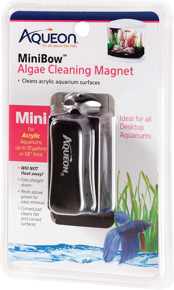 Aqueon Aquarium Algae Scraper, Fish Tank Magnetic Glass Cleaner for Glass/Acrylic, Mini