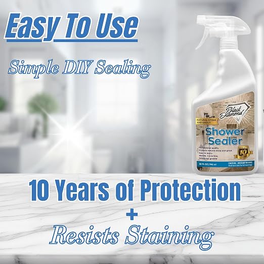 Natural Stone Shower Sealer Quart + Ultimate Grout Cleaner with Brush Quart (2-Pack) – Seals & Protects Showers, Deep Cleans Tile & Grout
