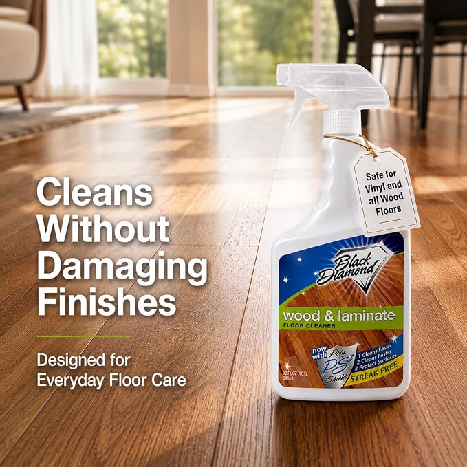 Black Diamond Stoneworks Wood & Laminate Floor Cleaner – No-Rinse Streak-Free Cleaner for Hardwood, Laminate, Engineered Wood & Luxury Vinyl Plank Floors (4 Gallons)