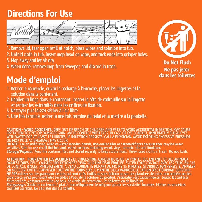 Amazon Basics Wet Mopping Cloth Refills, 48 Count, Pack of 2