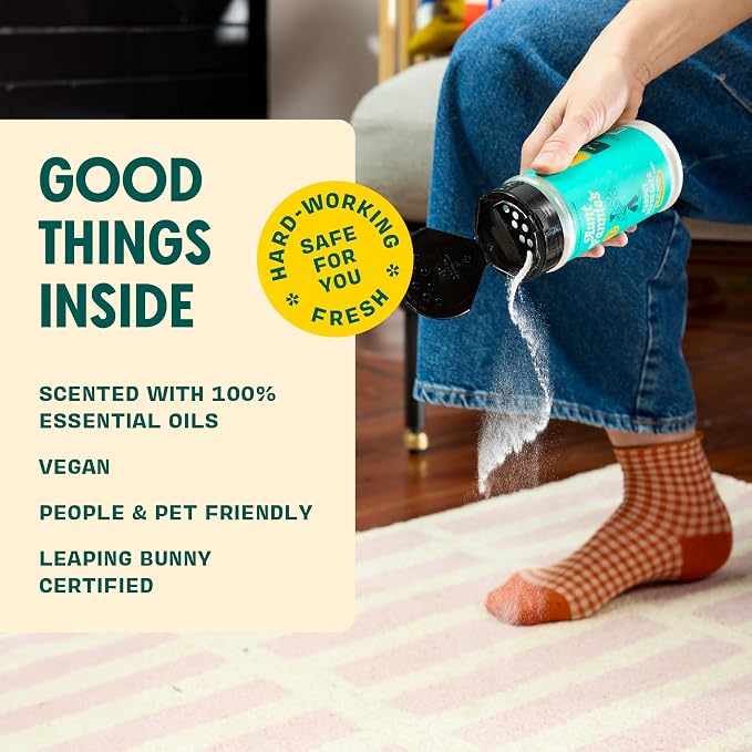 Aunt Fannie's Carpet Refresher Bundle, Bright Lemon, Shaker + 3 Refills | Neutralizes Dog and Cat Odors, Freshens High-Traffic Areas, Safe for Rugs Carpets & Upholstery, Made in the USA