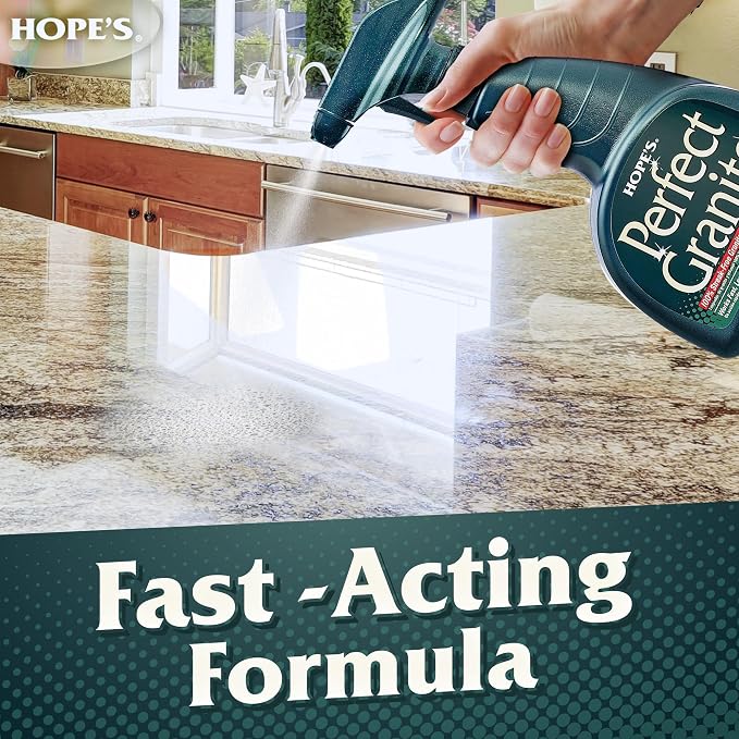 HOPE'S Perfect Granite & Marble Countertop Cleaner, Stain Remover and Polish, Streak-Free, Ammonia-Free, 22 Ounce, Pack of 2