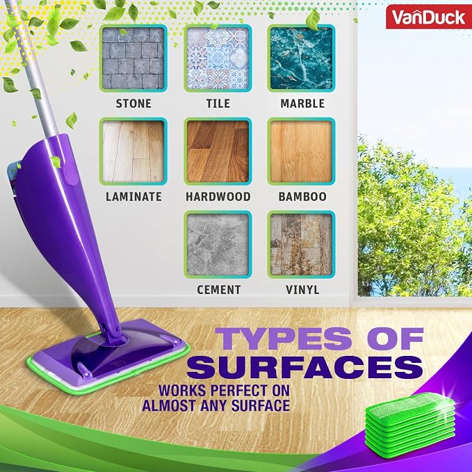VanDuck Reusable Mop Pads for Swiffer WetJet Mops (2 Pack) | Washable wet mopping cloths, microfiber replacement refills, hardwood floor cleaning pads