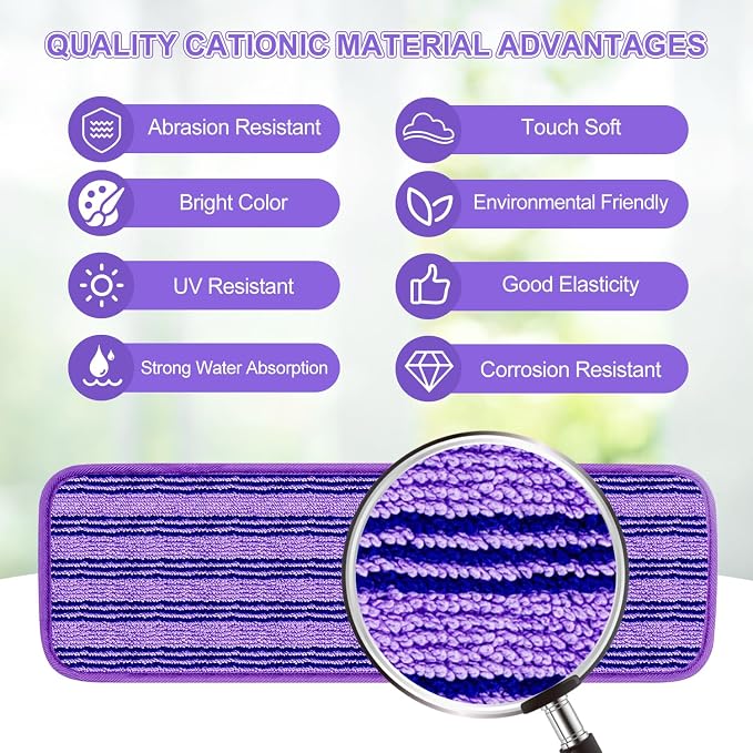 2 Pack Upgraded Reusable Mop Pads Compatible with Swiffer PowerMop, Mop Refill Pads Replacement for Swiffer Power Mop Spray Mop Pads for Multi-Surface Floor Cleaning, Quality Updated Cationic Material