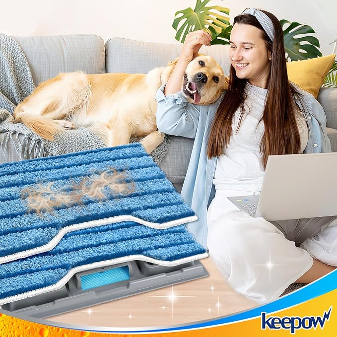 KEEPOW Replacement Pads Refills Compatible with Shark Vac Mop VM252 VM401 | Reusable Mop Vac Pads for VM180 VM250 VM200 VC205 QM250 VM190, Hardwood Floor Mop Pad, Blue (1+2+3 Pads)