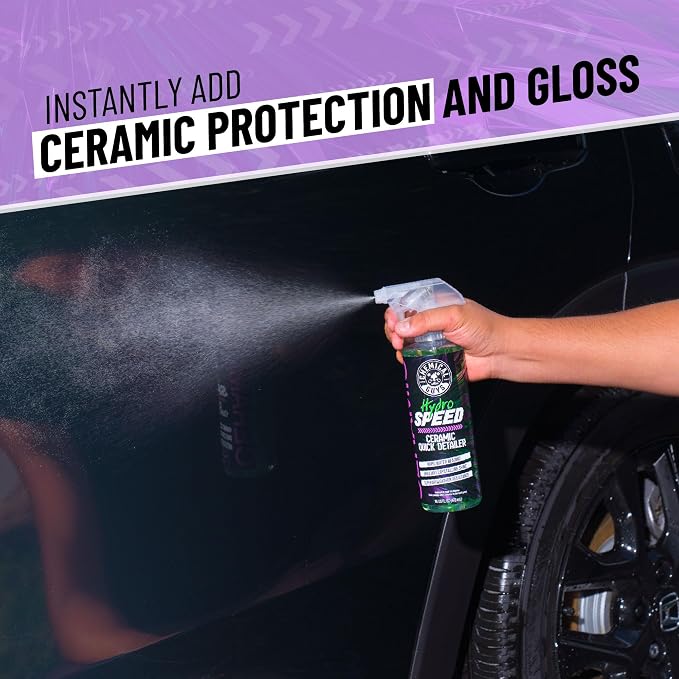 Chemical Guys, HydroSpeed Ceramic Quick Detailer Spray, Slick Gloss, 16 oz | Ceramic polymers boost gloss, slickness and water beading, tops up coatings and wax on paint, glass and wheels