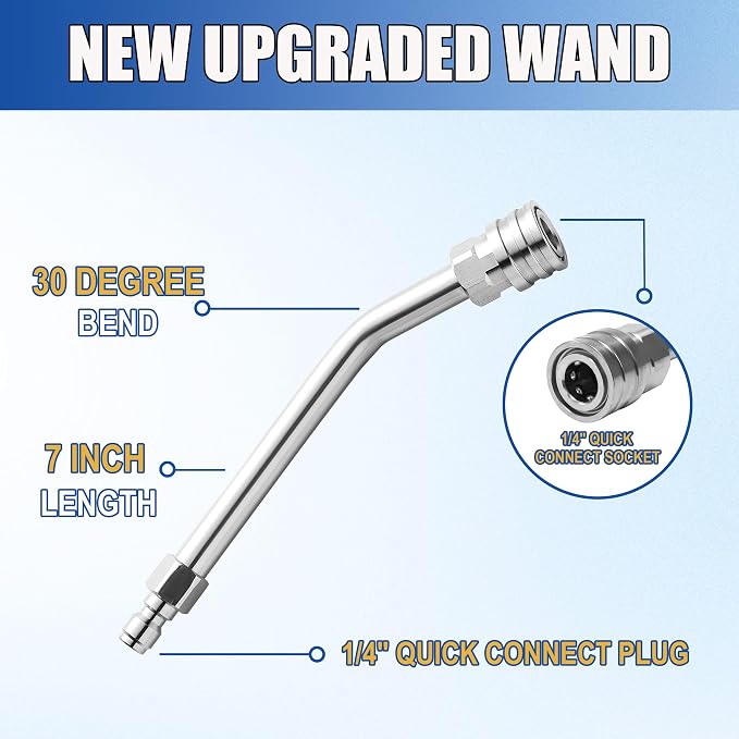 M MINGLE High Pressure Washer Gun, Extension Wands and 30 Degree Curved Rod for Hard-to-Reach Areas, M22 15mm or M22 14mm Fitting, 5 Nozzle Tips, 4000 PSI