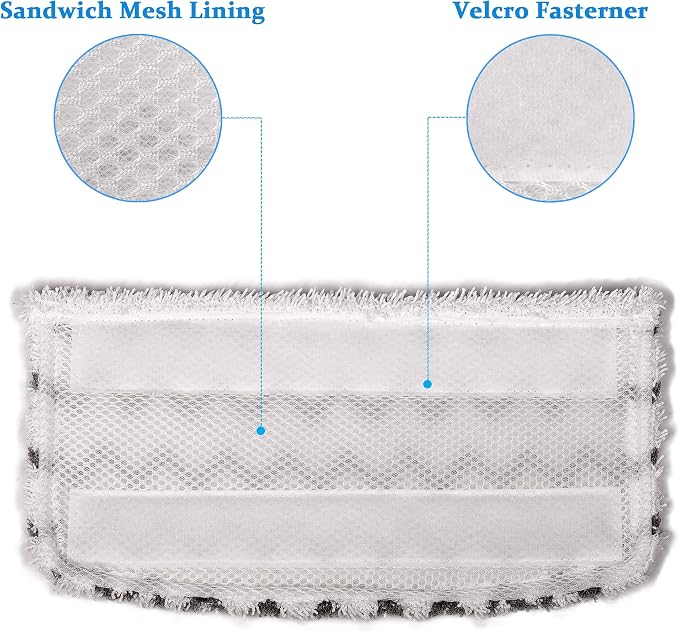 F Flammi 12 Pack Microfiber Mop Replacement Pads for Shark Steam Mop S1000/S1000A/C/WM/S1001C & S2001 with Professional Scrubbing Strips – Washable Reusable for Hardwood/Tile/Laminate