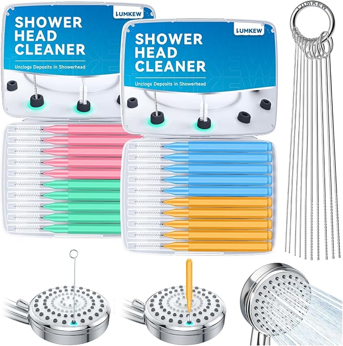 Lumkew Multiszie Shower Head Cleaner Tool, Shower Head Cleaning Brush for Small Hole Nozzle with Storage Boxes, Showerhead Cleaner Picks Unclogger for Household Bathroom