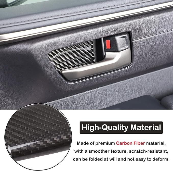 Toyota Tundra/Sequoia 2022-2024 Non-Marking Car Door Bowl Protector - Real Carbon Fiber 3D Sticker, Scratch Protective Film