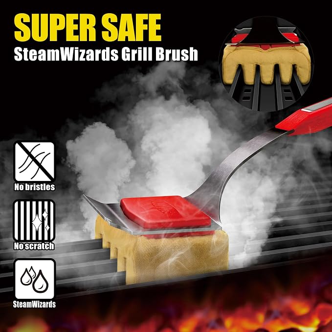 GRILLART Grill Brush Bristle Free, Replaceable BBQ Cleaning Pad (No Handle), Safe Replacement Cleaning Pad/Head for Cast Iron/Stainless Steel Grates - Deep-Reach