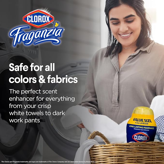 Clorox Fraganzia Laundry Scent Booster Crystals, In-Wash Fragrance Beads for Fresh-Smelling Clothes & Linens, Safe for All Fabrics & Colors, Easy-Pour Bottle, Citrus Blossom Scent, 70 Oz