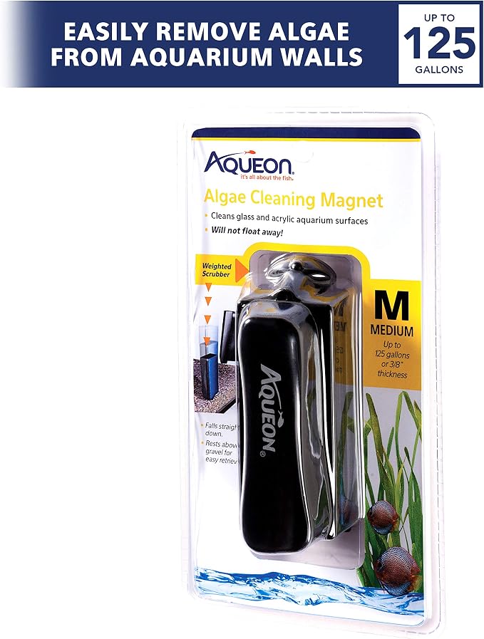 Aqueon Aquarium Algae Scraper, Fish Tank Magnetic Glass Cleaner for Glass/Acrylic, Medium