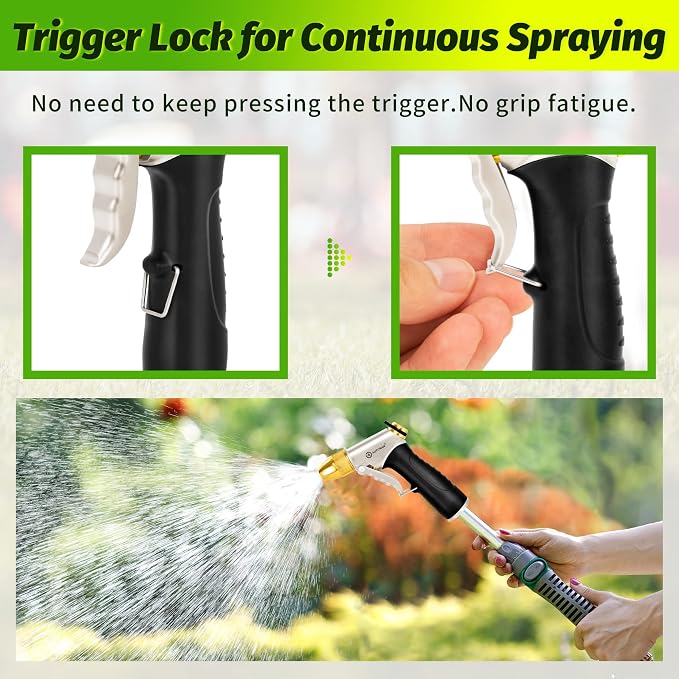 AUTOMAN Metal Hose Nozzle, High Pressure Garden Hose Sprayer, 100% Metal Water Hose Nozzle, Adjustable Watering Nozzle, Heavy Duty Garden Nozzle for Watering Plants & Lawns, Washing Cars & Pets
