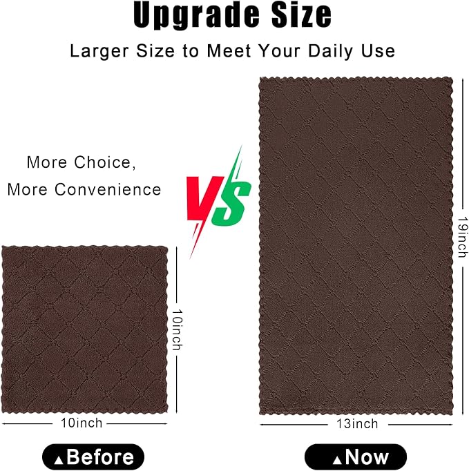Homaxy 12 Pack Dish Towels for Kitchen (13 x 19 Inches, Brown), Super Soft and Absorbent Coral Velvet Dish Cloths for Washing Dishes, Nonstick Oil Fast Drying Microfiber Cleaning Cloth