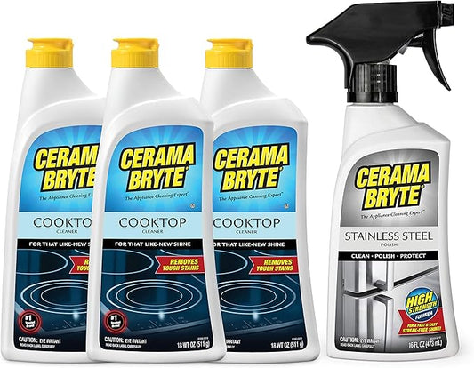 Cerama Bryte Cooktop & Stainless Steel Cleaner Pack, 18 oz & 16 oz