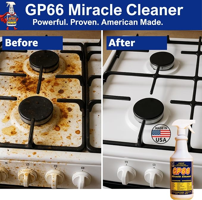 GP66 Green Miracle Cleaner Super Size (32 oz) – Powerful American Made All-Purpose Cleaner, Heavy Duty Concentrated Formula Cleans Kitchens, Bathrooms, Laundry, Ovens, Floors, Engines & More