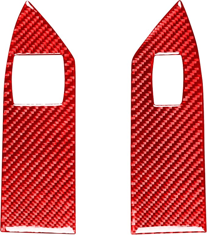 Red Real Carbon Fiber Trim for Ford Mustang Accessories | for GT Shelby 2005 2006 2007 2008 2009 Window Lift Panel Interior Thick Overlay Decal - A