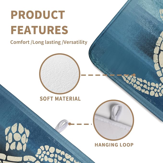 Sea Turtle Dish Drying Mats for Kitchen Counter 18x24 Inch Summer Ocean Animal Microfiber Absorbent Dish Drainer Rack Mats Navy Blue Large Dish Pad with Hanging Loop