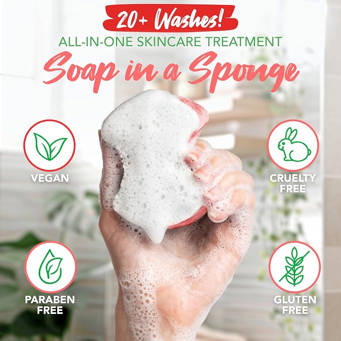 Spongeables Pedi Scrub Foot Exfoliating 20+ Wash Sponge, Watermelon, 3 Count