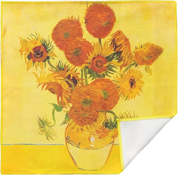 Large [6 Pack] Classic Art (Sunflowers) - Ultra Premium Quality Microfiber Cleaning Cloths (Best for Camera Lens, Glasses, Screens, and All Lens.), Microfiber Cloth