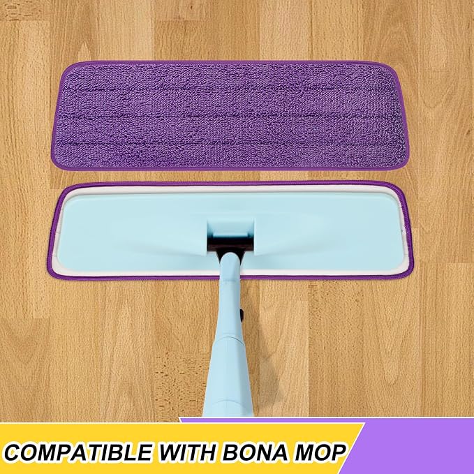 16.5 Inch Reusable Mop Pads Microfiber Spray Mop Replacement Heads for Wet/Dry Mops Compatible with Bona Floor Care System (6 Pack)
