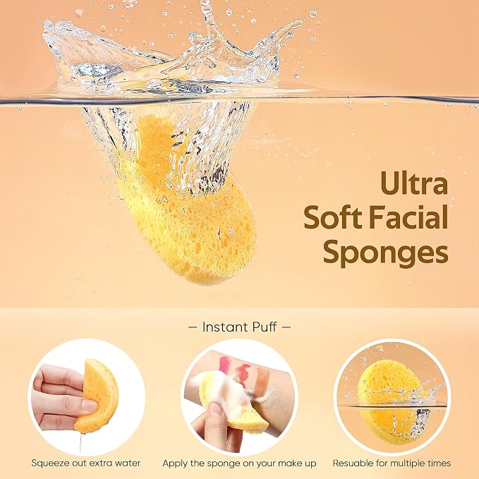 GAINWELL 100PCS Compressed Facial Sponges, Cleansing, for Personal Spa Esthetician Use