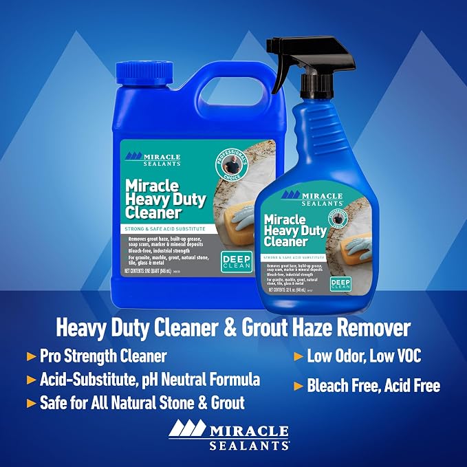 Miracle Sealants Miracle Heavy Duty Tile & Stone Cleaner, Grout Haze Remover, Non-Acidic, Quart, 6 Pack