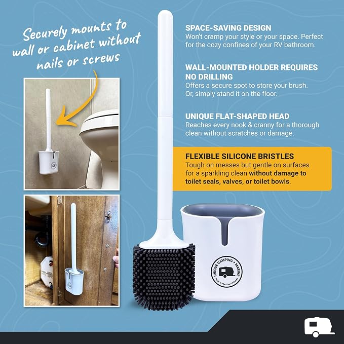 Unique Scrub-It Liquid RV Toilet Cleaner & Brush Bundle, 24 oz 2-Pack | Includes 2 liquid cleaners & silicone brush for stains, odors, debris, & routine RV toilet bowl care