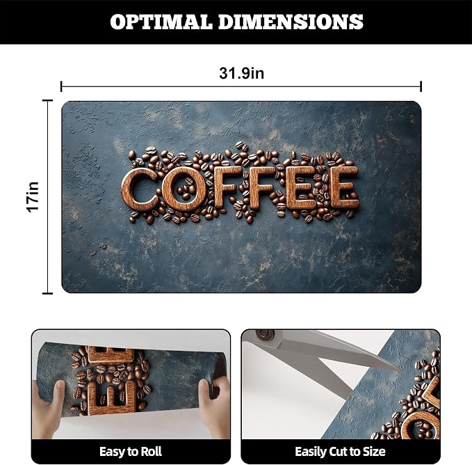 Dish Drying Mat Large Coffee Mat Absorbent Drying Mat for Kitchen Counter Coffee Bar Accessories 32"x 17", Coffee Letters
