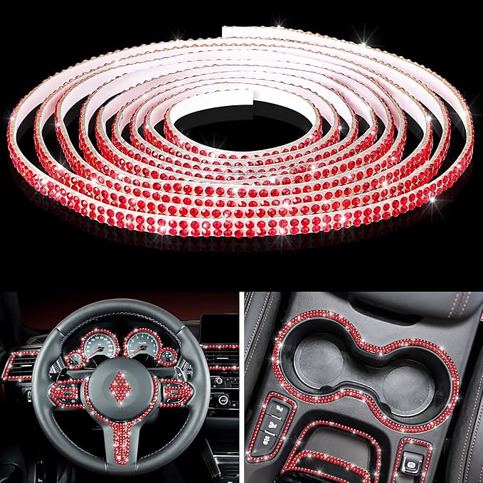 Kingdder 16.4 ft Bling Car Trim Self Adhesive Bling Car Accessories for Women Rhinestone Strip Glitter Diamond Sticker DIY Line Molding Dashboard Decal Shiny Auto Stuff for Interior Exterior Decor