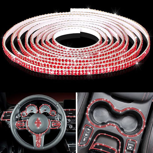 Kingdder 16.4 ft Bling Car Trim Self Adhesive Bling Car Accessories for Women Rhinestone Strip Glitter Diamond Sticker DIY Line Molding Dashboard Decal Shiny Auto Stuff for Interior Exterior Decor