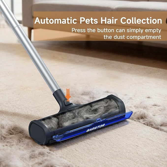 Pet Hair Remover for Carpet, Carpet Sweeper with Dust Container | Carpet Hair Removal Tool with 5 Feet Long Handle to Remove Cat and Dog Hair from Carpet, Rugs, Mats, Furniture, Upholstery