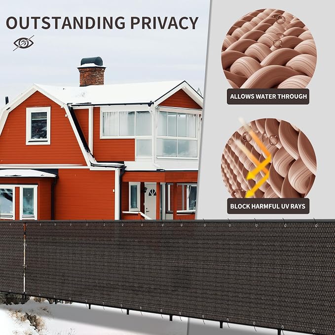 LOVE STORY Custom Size 3' x 19' Balcony Privacy Screen Cover, Brown | HDPE Fabric, 95% UV Block, Fence Screen for Patio, Railing Cover for Apartment, Privacy Protective, Custom Size Available